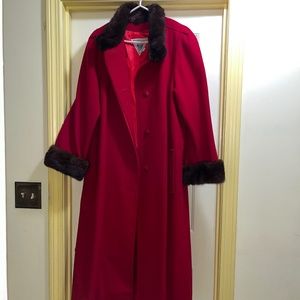 J. Percy for Marvin Richards 100% Wool Red Jacket with Mahogany Mink Fur